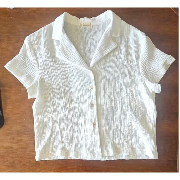 Altar'd State 100% Cotton White Button Down Blouse, Womens Sz L NEW - Picture 6 of 10